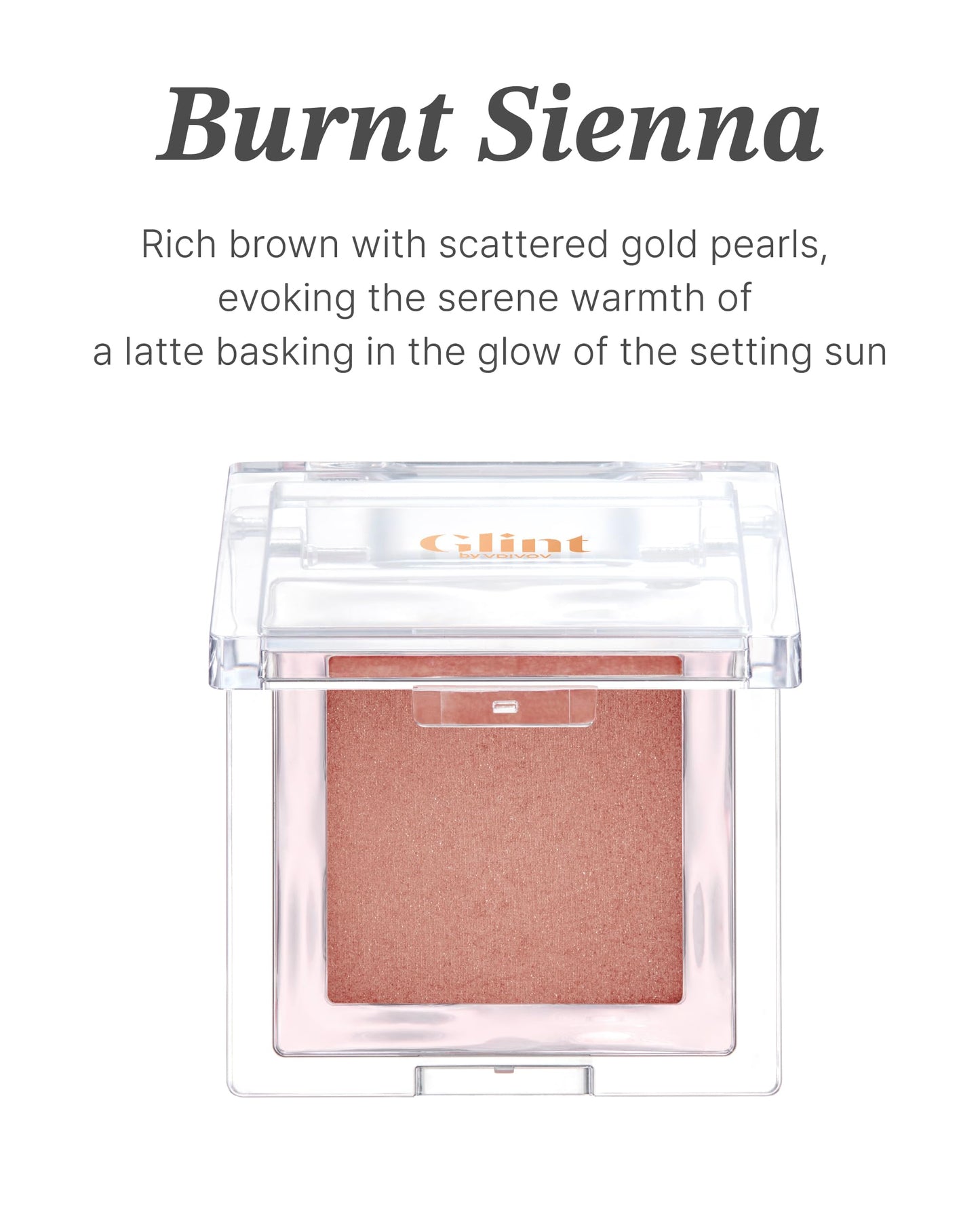 Glint Baked Blush (Burnt Sienna, 0.08oz) - Long-Lasting, All-Day Face Blush Powder for a Natural Look. Korean Skin Care, Korean