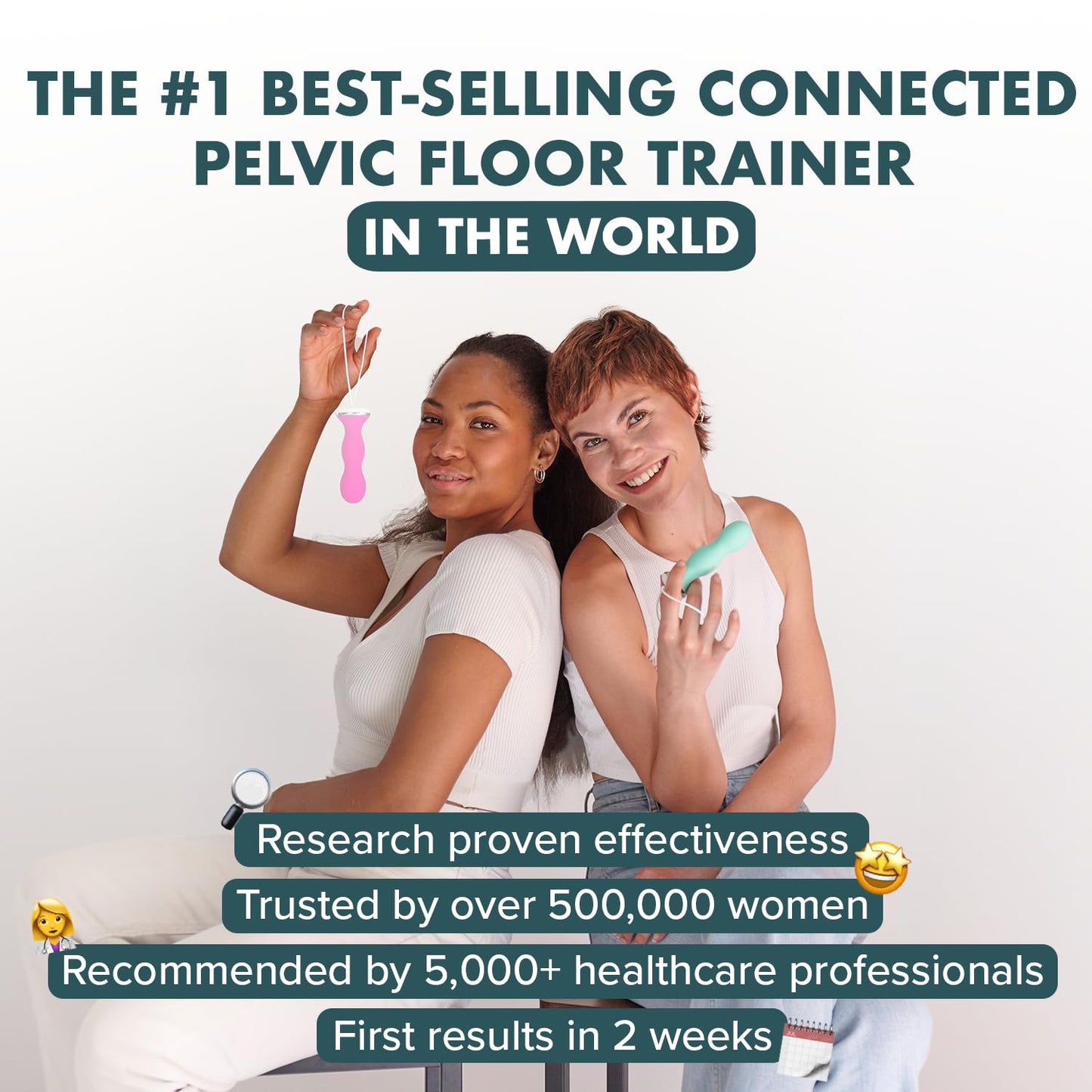 Perifit - Pelvic Floor Exerciser with App | Kegel Trainer | Strengthen Your Pelvic Floor, get Better Bladder Control, Stronger Pelvic Support (Pink)