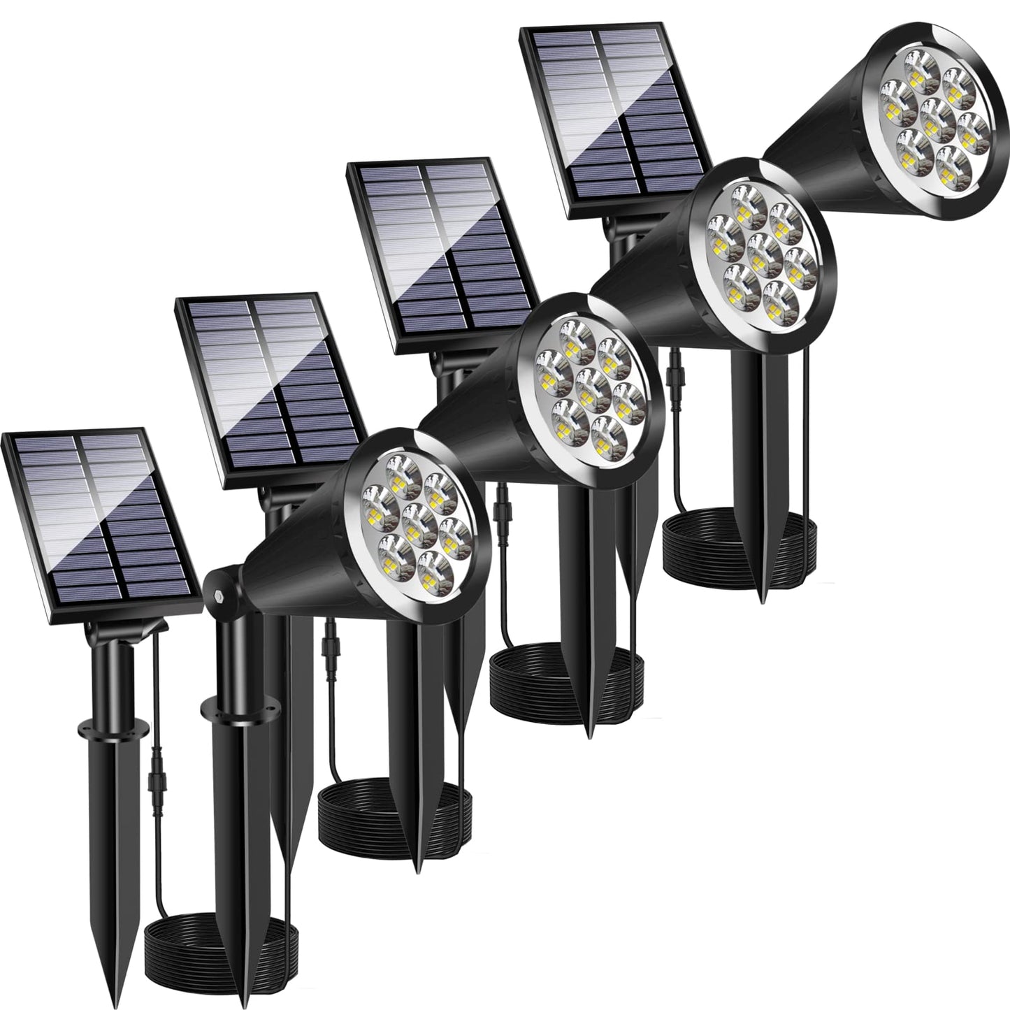 MEIHONG Solar Spot Light Outdoor, Waterproof LED Landscape Lights, 4 Pack, High-impact ABS Plastic, Dusk to Dawn, White, Model K1-B