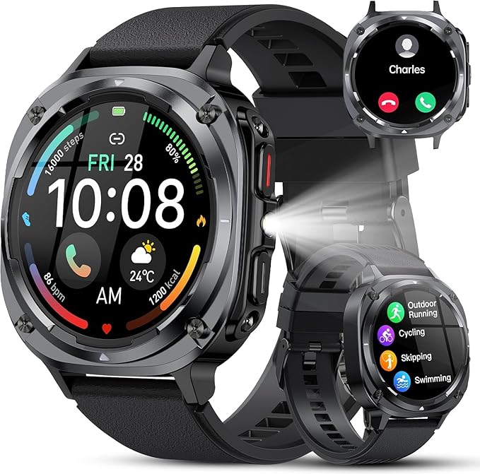 Military Smart Watches for Men(Answer/Make Calls), 1.39" HD Fitness Watch, 24/7 Heart Rate Sleep Monitor, Smart Watch for ...