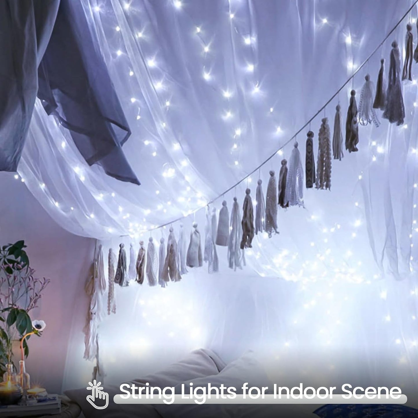 4 Pack Christmas String Lights Battery Operated With Timer  132Ft 400 Led Waterproof Twinkle Lights  8 Modes Fairy Light For Indoor And Outdoor Bedroom Garland Tree Christmas Decorations (Cool White)