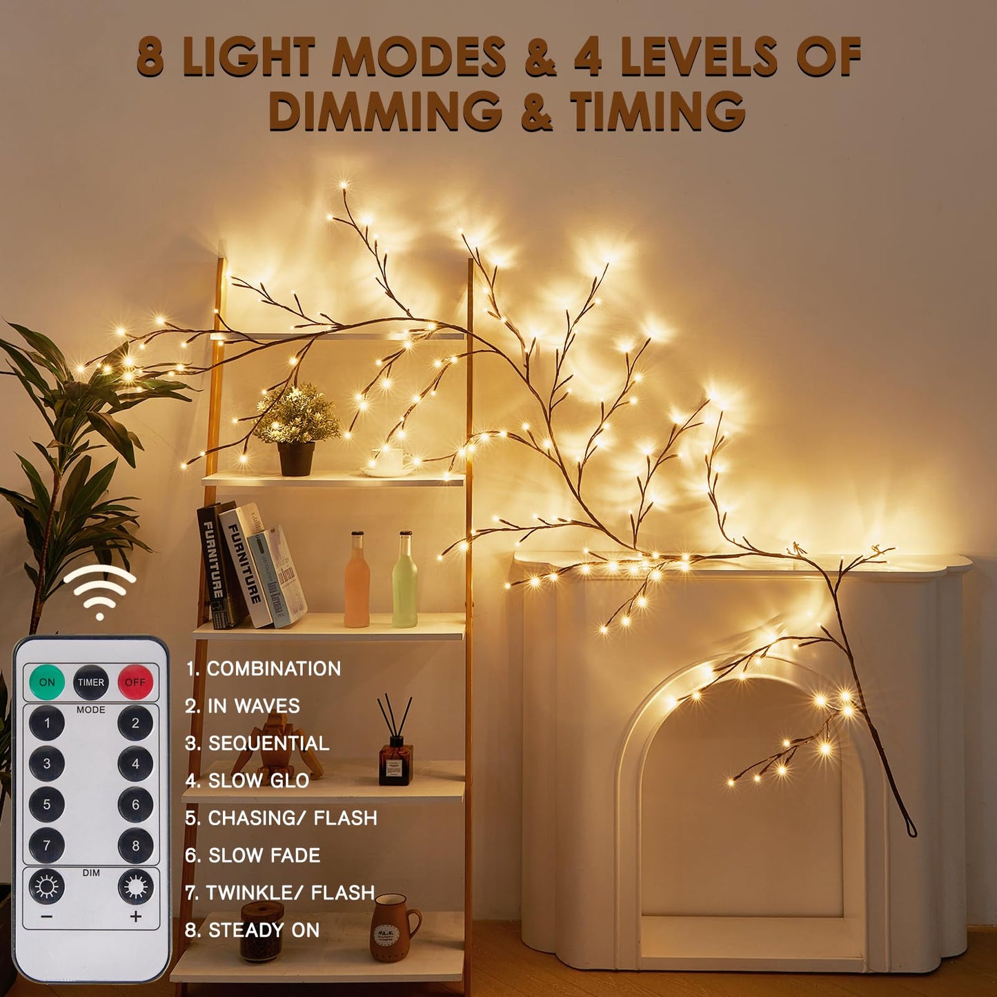Bexdir Enchanted Willow Vine Lights 9.3Ft 160Led  Vines For Home Decor Lighted Tree For Walls In 8 Modes & Timer  Branches Lights For Halloween Christmas Holiday Decor Indoor With Timer