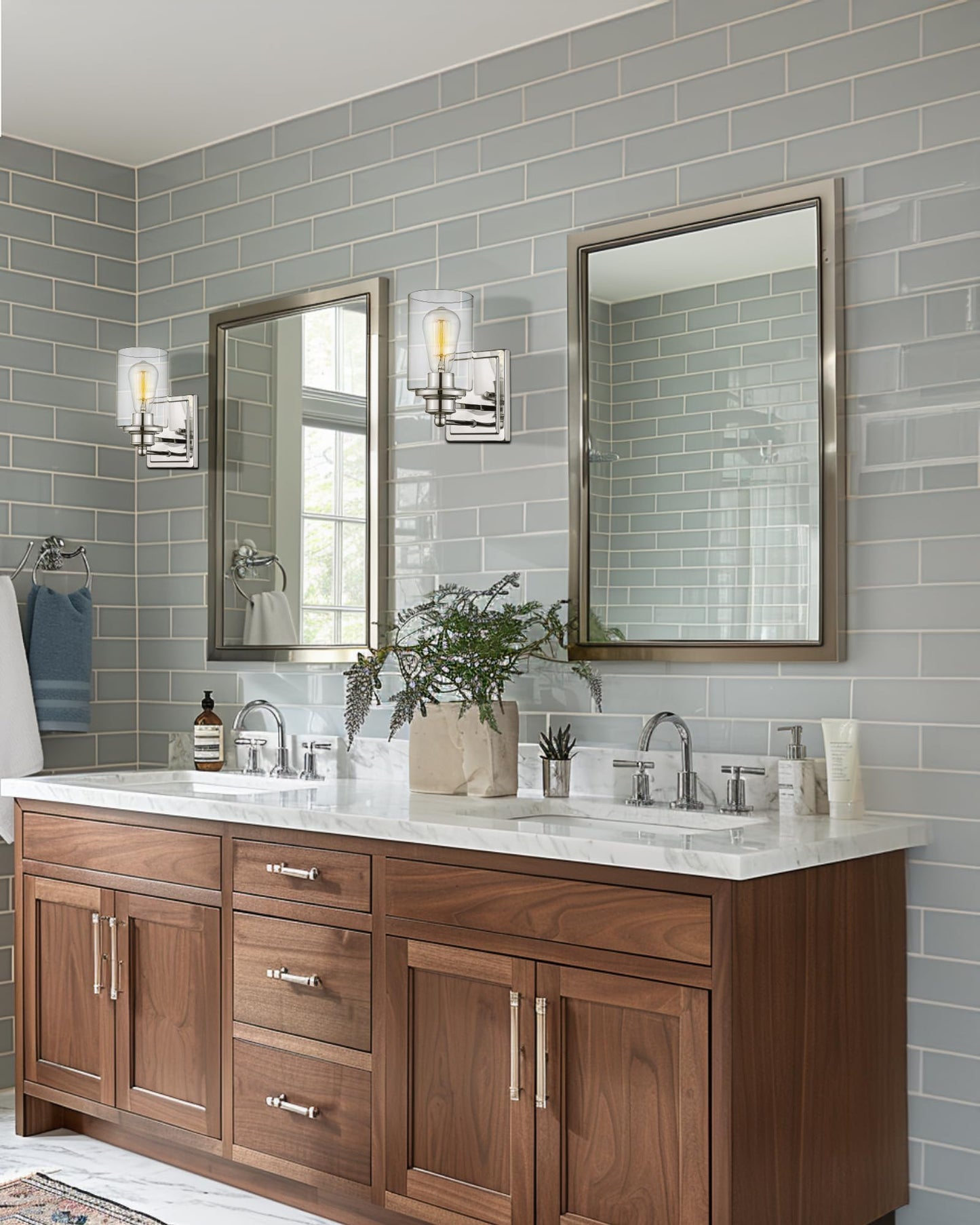 Bathroom Vanity Light Chrome  Hwh Modern Wall Lighting Over Mirror  1-Light Wall Sconce With Clear Glass Shade For Bathroom  Powder Room  Dressing Table  5Hlt63B Ch