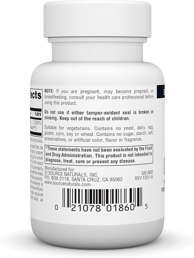 Source Naturals Coenzymated B-6,P-5´-P (PYRIDOXAL-5´-Phosphate) Promotes a Healthy Nervous Sytem* - 100 mg 60 Tablets