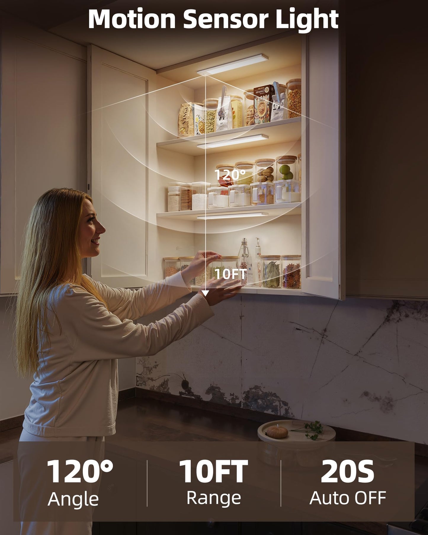 Ametheus 6Pack 16Inch Under Cabinet Lighting  Rechargeable Motion Sensor Light Wireless Indoor  Dimmable 3 Color Temps Closet Lights With Remote  Under Counter Led Lights For Kitchen  Stairs