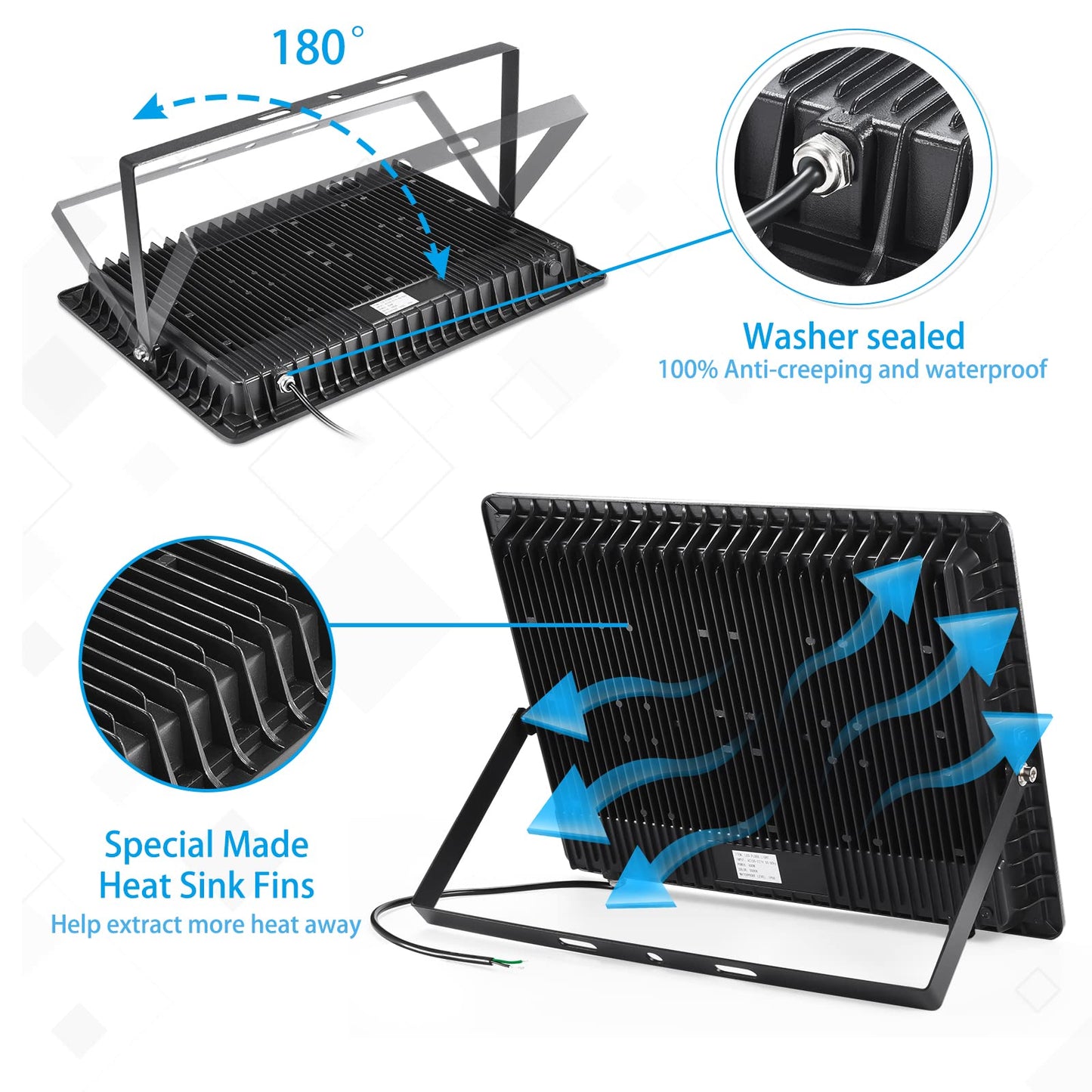 Xycn 400W Led Stadium Flood Lights Outdoor(2350W Equivalent) 50000Lm Super Bright Led Arena Lights 100-277V Ip66 Waterproof 5000K Daylight White Commercial Lighting For Sports Fields And Counts