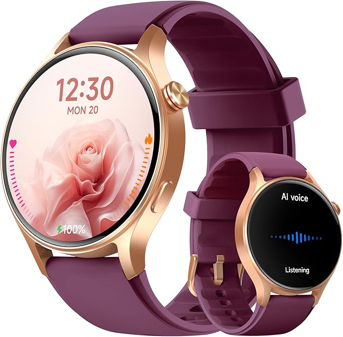 Smart Watch for Women, Answer/Makr Call, 1.32'' AMOLED Ultra-Clear Screen Fitness Trackers with Heart Rate/Sleep/SpO2 Moni...