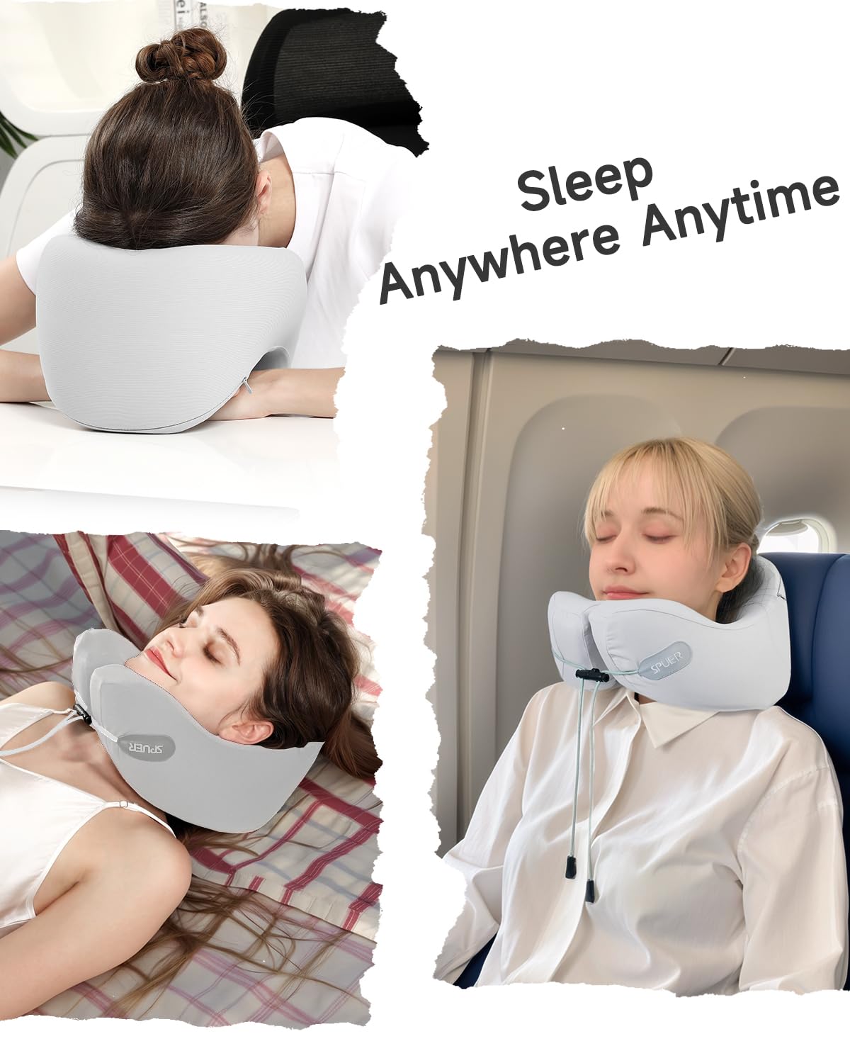 Travel Pillow – Neck Pillow Airplane, Travel Pillows for Airplanes, Airplane Travel Accessories with Eye Mask, Earplugs, Ergonomic Memory Foam Neck Pillow for Sleeping, Flights, Cars, Office (Gray)