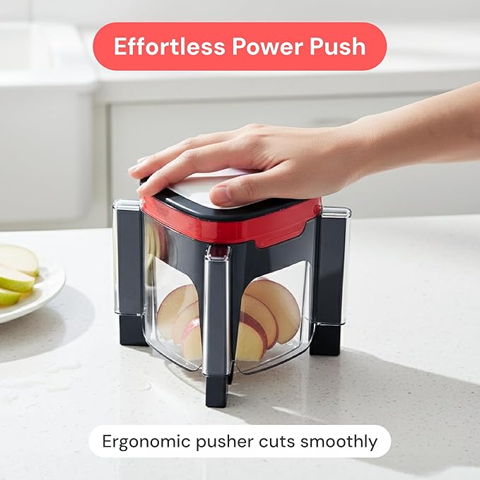 Fullstar Apple Slicer and Corer - 6.2 Inch Fruit Cutter 8 Slices, Includes 2 Attachments, Strawberry Slicer, Easy to Use, Heavy Duty Stainless Steel, Time Saving Meal Prep Tool