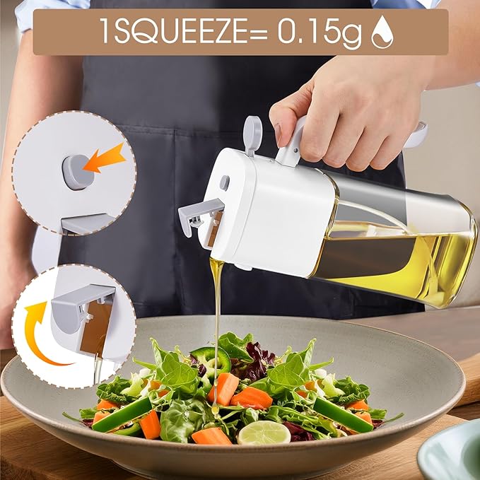 2-in-1 Olive Oil Sprayer Bottle 16.9oz/500ml - 2-in-1 Kitchen Gadget Olive Oil Dispenser, Suitable for Air Fryer, Salad and Barbecue, Kitchen Gadget