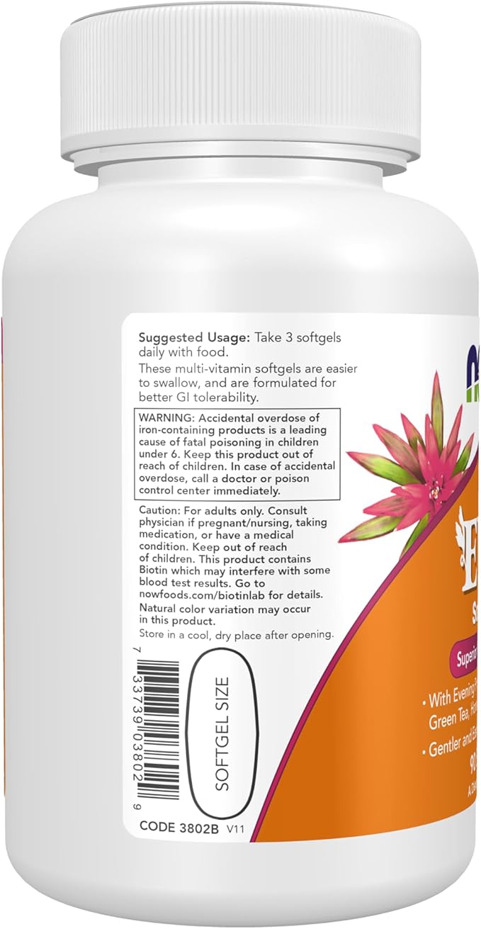 NOW Foods Supplements, Eve™ Women's Multivitamin with Evening Primrose, Cranberry, Green Tea, Horsetail Silica & CoQ10, 90 Softgels