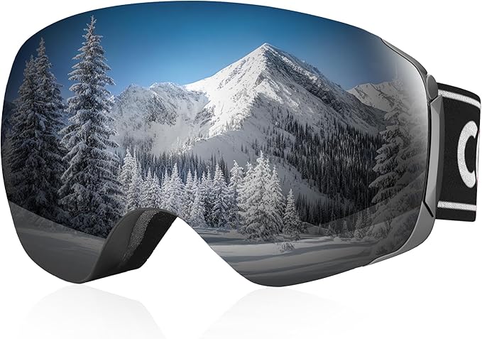 COOLOO Snow/Ski Goggles, Snowboard Goggles for Men Women Youth -OTG, Magnetic Lens Frameless Anti Fog 100% UV Protection