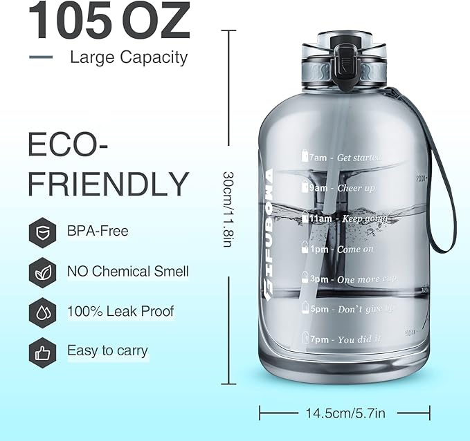 GIFUBOWA 3l Goal Large Water Bottle with Handle BPA Free Leakproof Motivational Big Sports Capacity Drink Jug