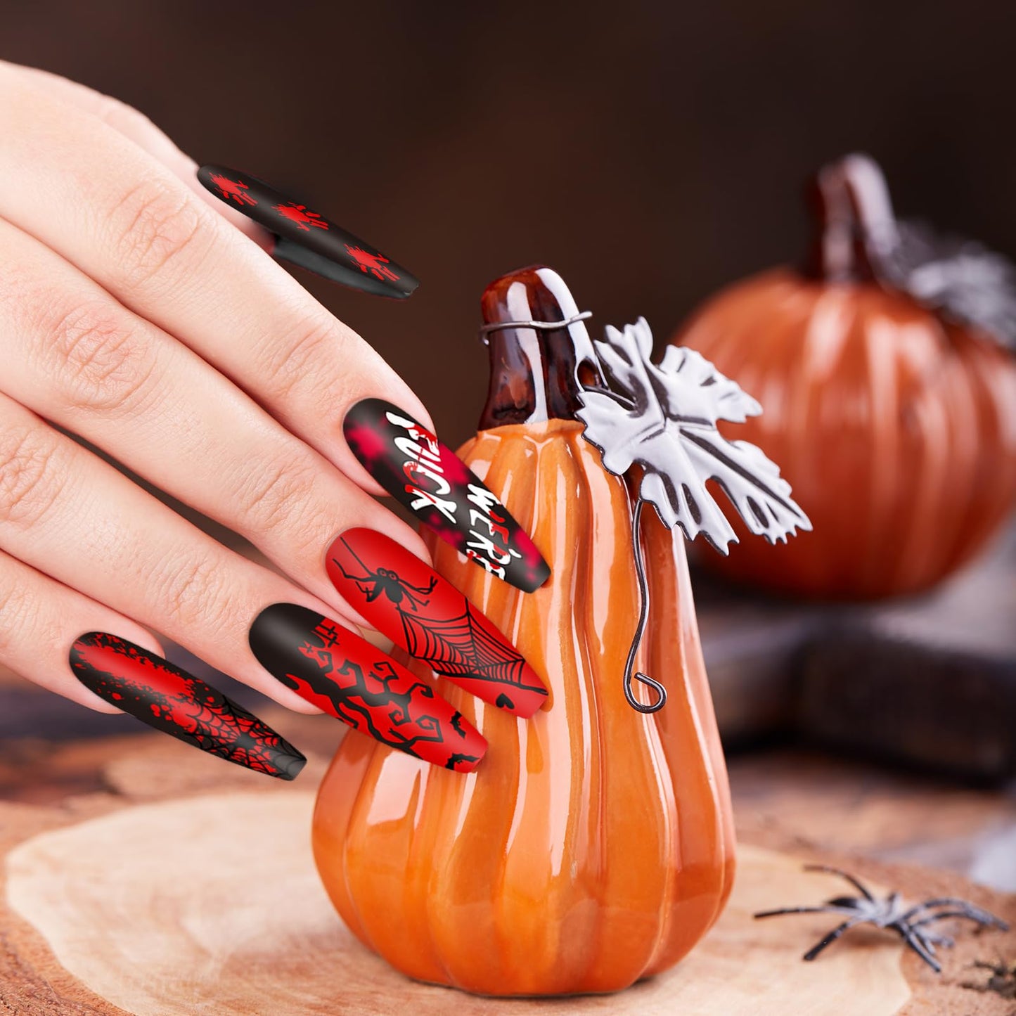 Whaline 6Pcs Halloween Nail Plates Stamping Set Pumpkin Ghost Bat Witch Stamp Templates Nail Art Plates for Trick or Treat Party