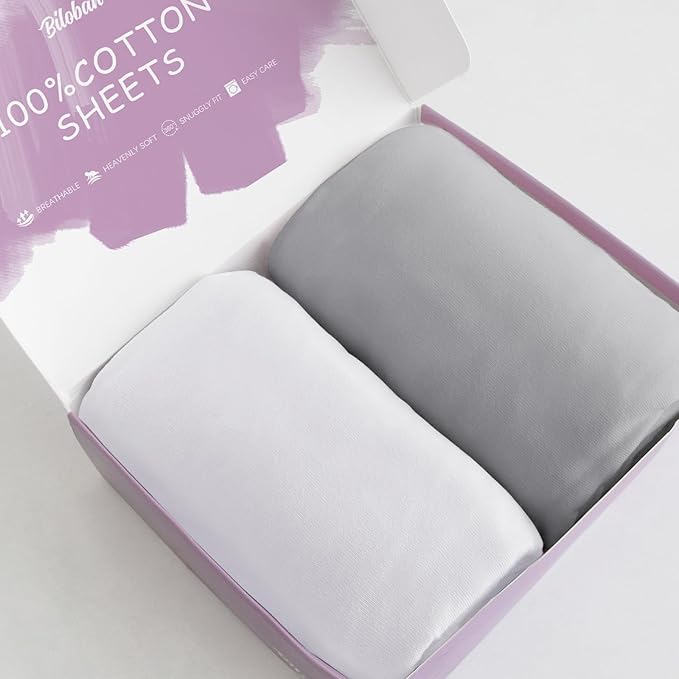 Bassinet Sheets Fit for Dream On Me Traveler/Skylar/Waves Bassinet Bedside Sleeper,100% Cotton, 2 Pack, Ultra Soft Bassinet Sheet, White and Gray