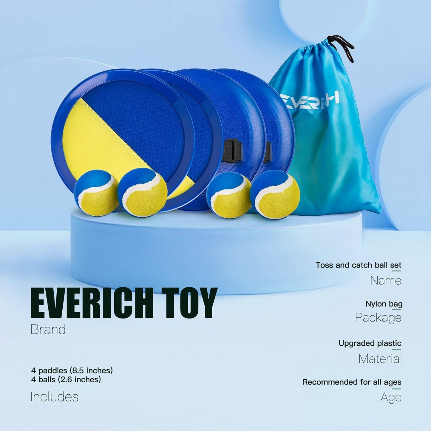 EVERICH Upgraded Toss and Catch Ball Game Set, Outdoor Games for Kids Toys, Stocking Stuffers for Family Games, Beach Pool Yard Outside Toys for Boys Girls 3 4 5 6 7 8-12 Years Old