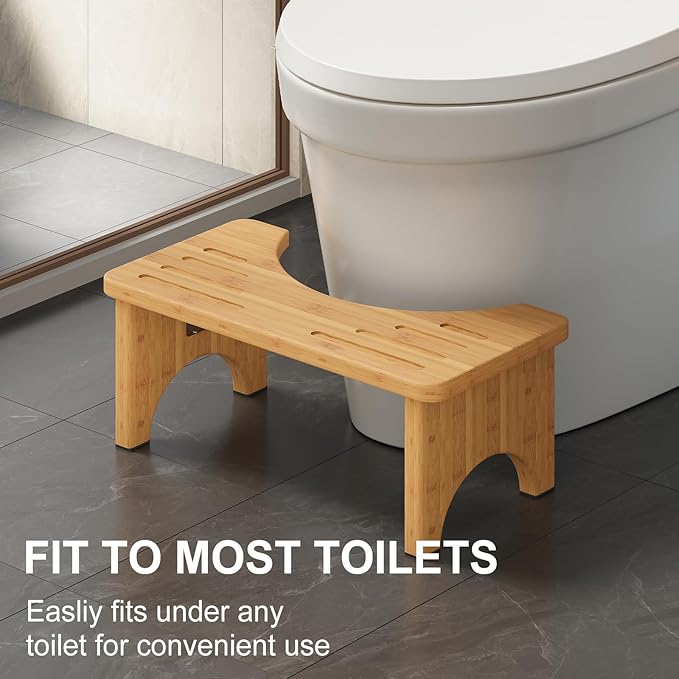 Osivaes 2 Pack Toilet Poop Stool Adult, Wood Squat Potty Stool for Adults, Foldable Bamboo Toilet Stool Squat for Travel Size, Wooden Toilet Bathroom Step, Portable for Pooping