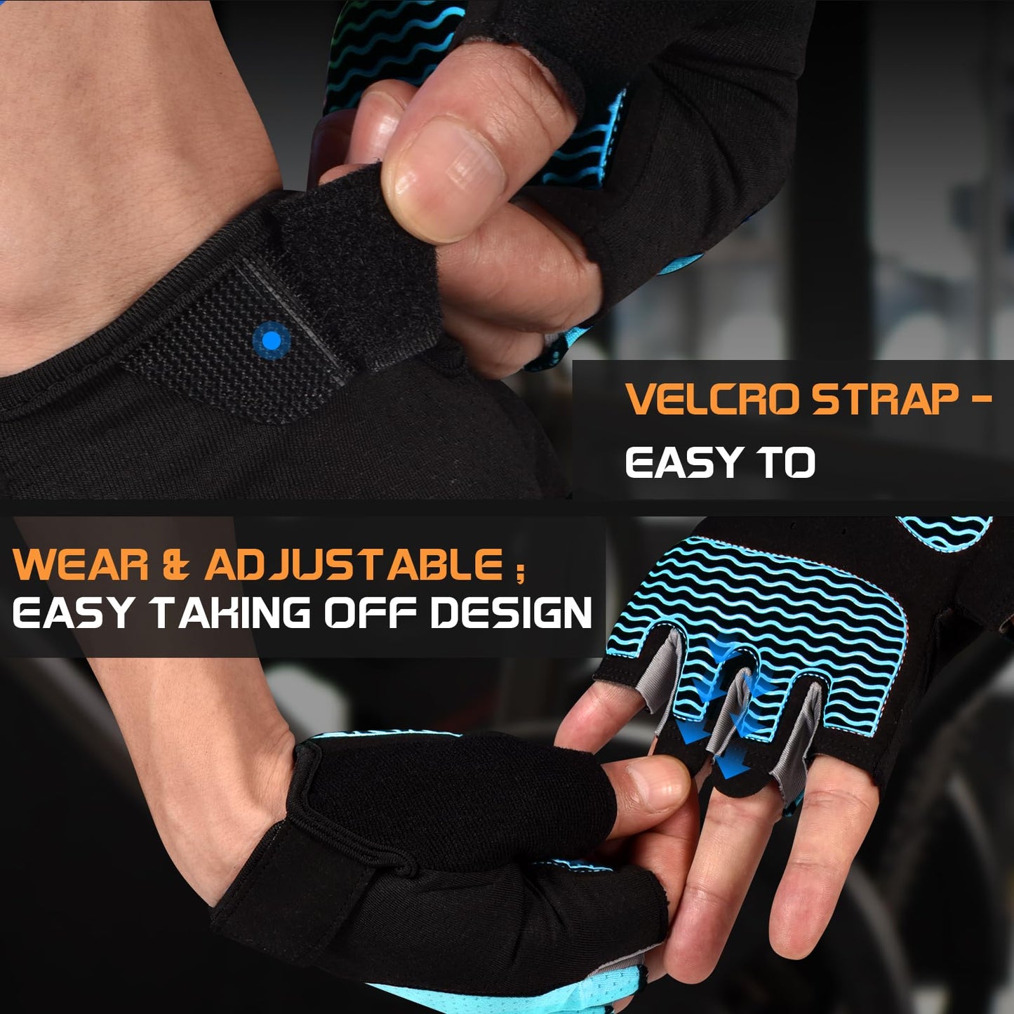 Sunnex Gym Gloves - Fingerless, Breathable Workout Gloves for Weightlifting, Sports & Training
