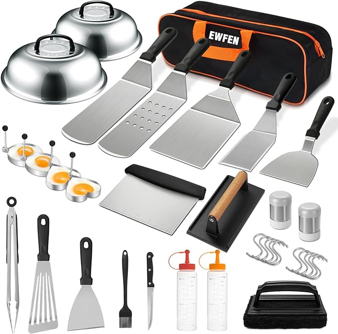 35PCS Griddle Accessories Kit, Flat Top Grill Accessories Set for Blackstone and Camp Chef, Grill Spatula Set with Enlarge...