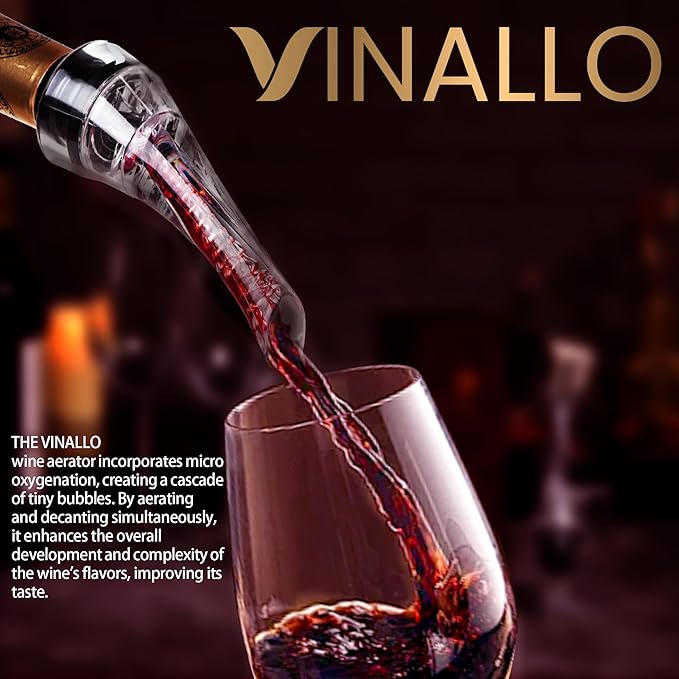 Wine Aerator Pourer Spout Diffuser - Wine Decanter with Aerator Attaches to Wine Bottle for Enhanced Flavor | Premium Quality Wine Air Aerator with Reusable Silicone Wine Stopper | No Drip or Spill