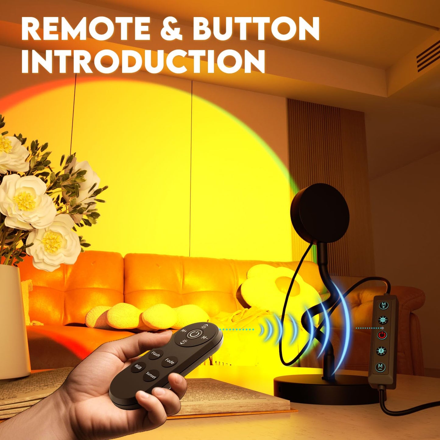 SEMRYICO Sunset Lamp Projector, APP & Remote Control, Multicolor LED, 360° Rotation, Aluminum, Model R502