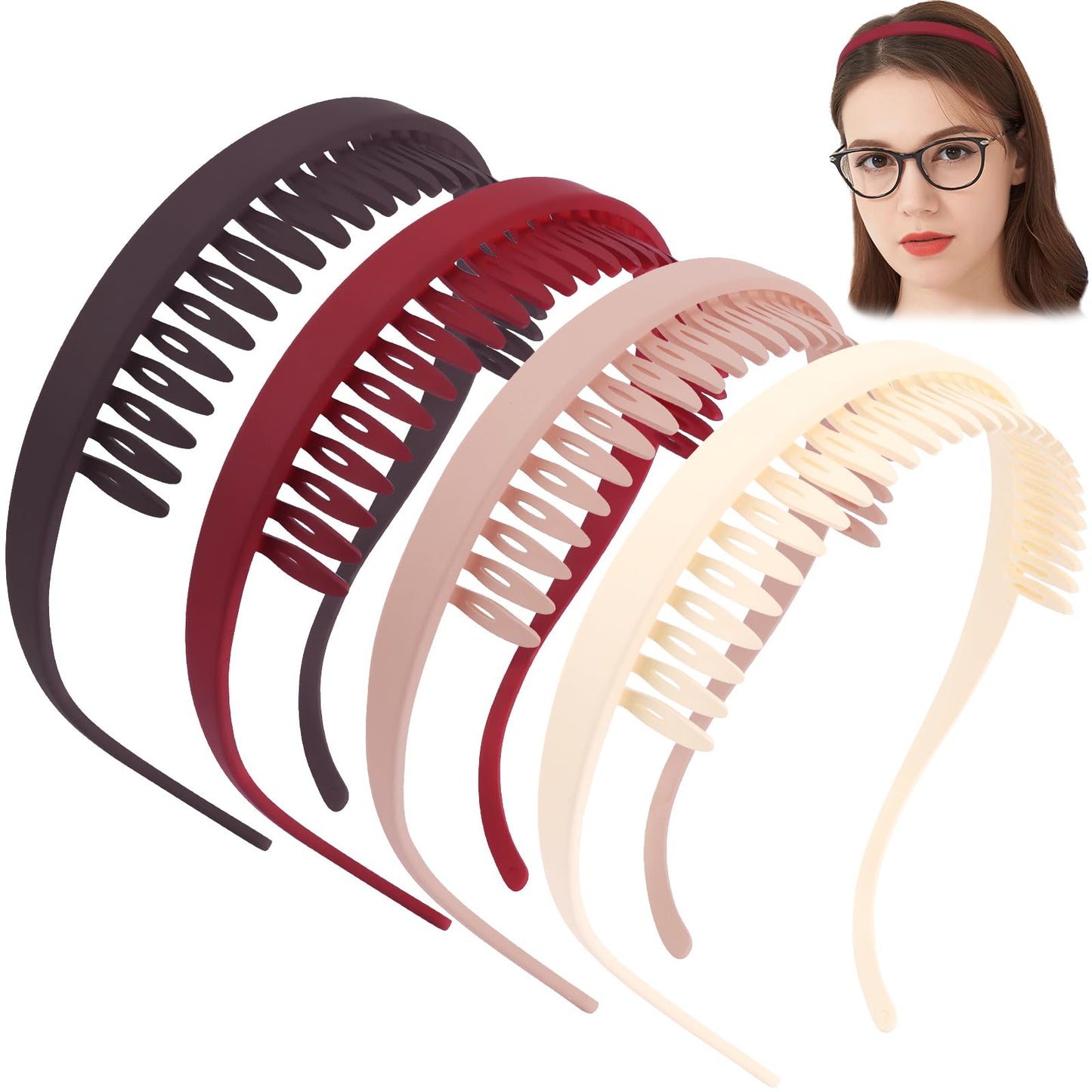 TOBATOBA Headbands for Women Non Slip for Glasses Wearers No Pressure No Headache Comfortable Square Sunglasses Headband Zig Zag