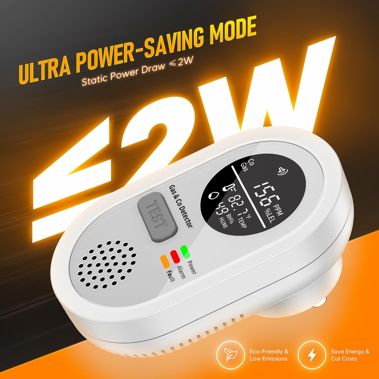5-in-1 Carbon Monoxide detectors Plug in Wall - FayLuron Portable Carbon Monoxide Detector for Travel with Temperature & Humidity Display, Carbon Monoxide Alarm for Home/Hotel/RV