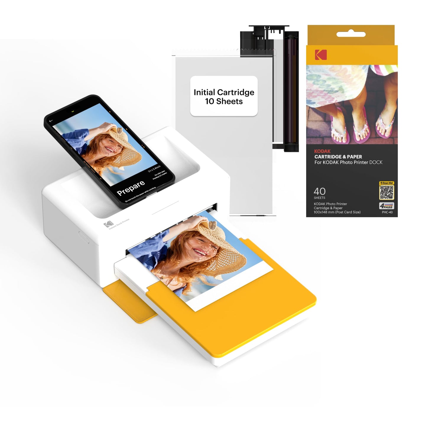 Kodak Dock Plus 4Pass Instant Photo Printer, 4X6 Inches, 50 Sheets Bundle