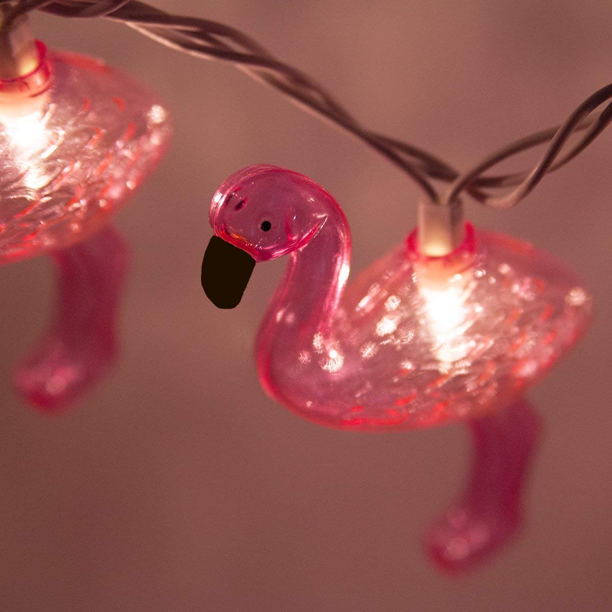Sunsgne Pink Flamingo Outdoor String Lights - Fun Summer Patio Decor, Plastic Glass, Perfect For Parties And Bedrooms