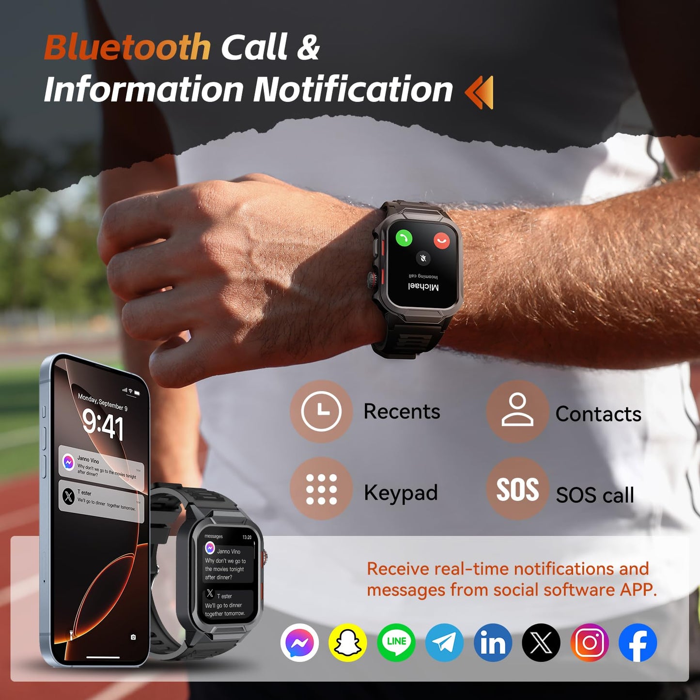 Smart Watches for Men (Answer/Make Calls), 1.96" Fitness Smart Watch with Heart Rate/Blood Oxygen/Sleep Monitor/100+ Sport Modes, 3ATM Waterproof Smartwatch Mens Watches for Android and iPhone