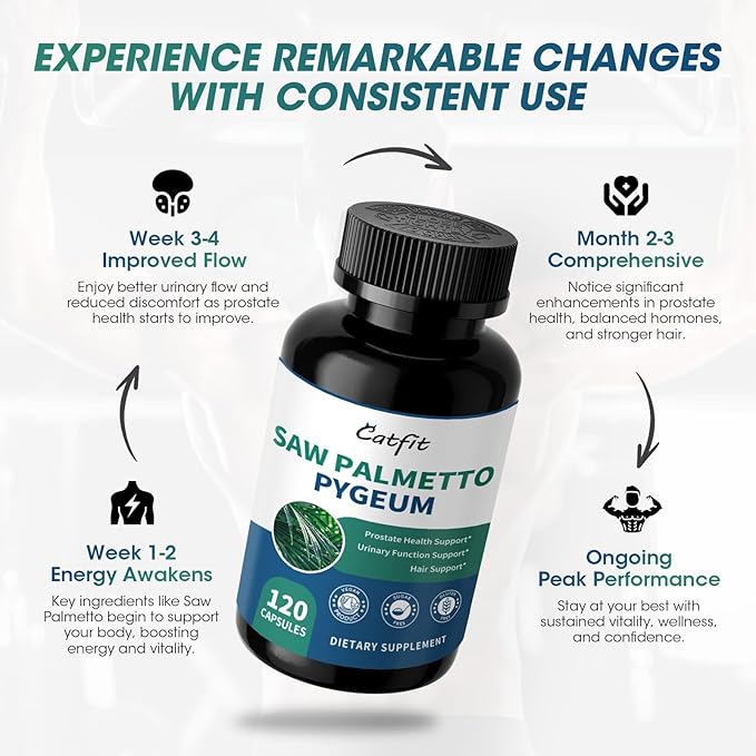 Saw Palmetto for Men 500mg - Prostate Support, Urinary & Hair Health Supplement with Pumpkin Seed Oil, Pygeum - Herbal Complex for Men's Wellness, Vegan Formula, 120 Capsules