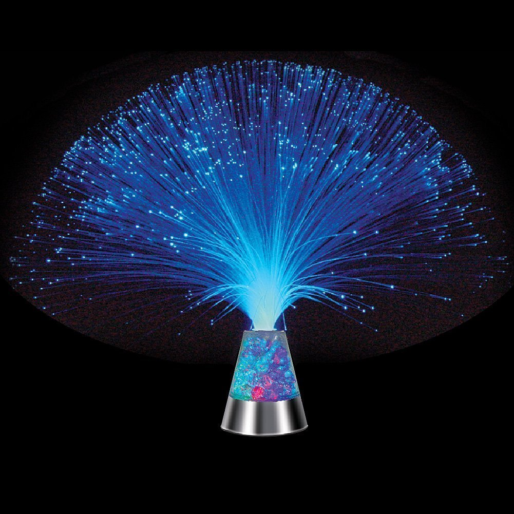 E&A Ice Fiber Optic Mood Lamp with Color-Changing Crystals Base, Blue, Model 8541999671, Made of Acrylonitrile Butadiene Styrene
