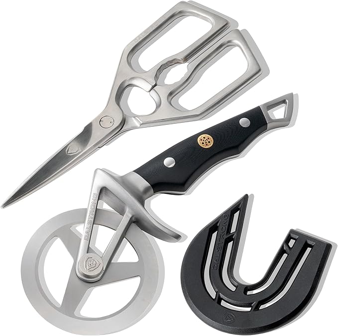 DALSTRONG Dalstrong Kitchen Scissors All Purpose + Pizza Wheel Cutter - The Orbit Razor - High Carbon Steel - Heavy Duty - Razor Sharp - Herbs, Pizza, Meat Cutting Scissors