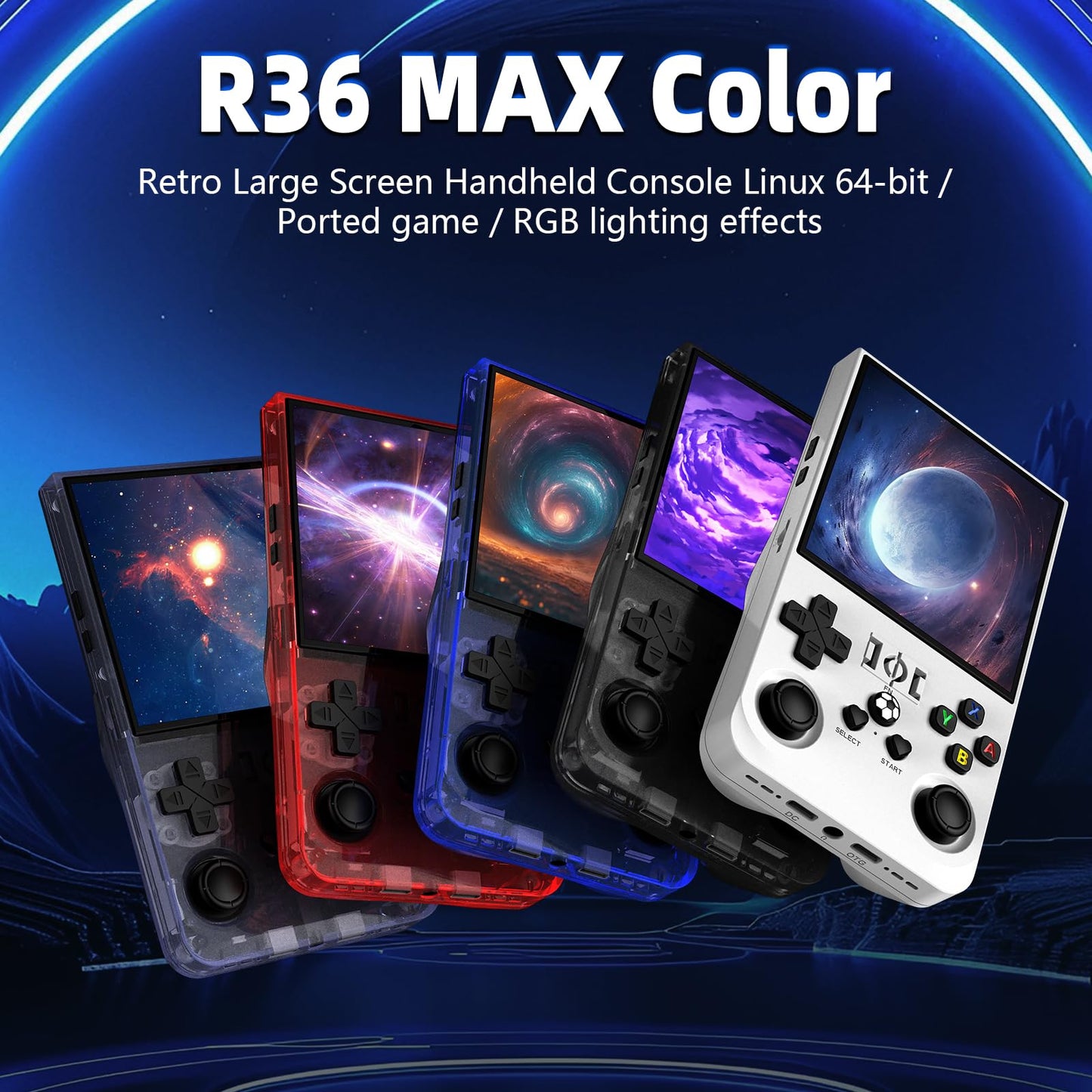 R36MAX Retro Handheld Game Console, 4.0 Inch IPS HD Screen Retro Gaming Console, Linux System, 20＋Mainstream Emulator Games Retro Game Console, 4000mAh Battery, Built-in 64G TF Card, Black