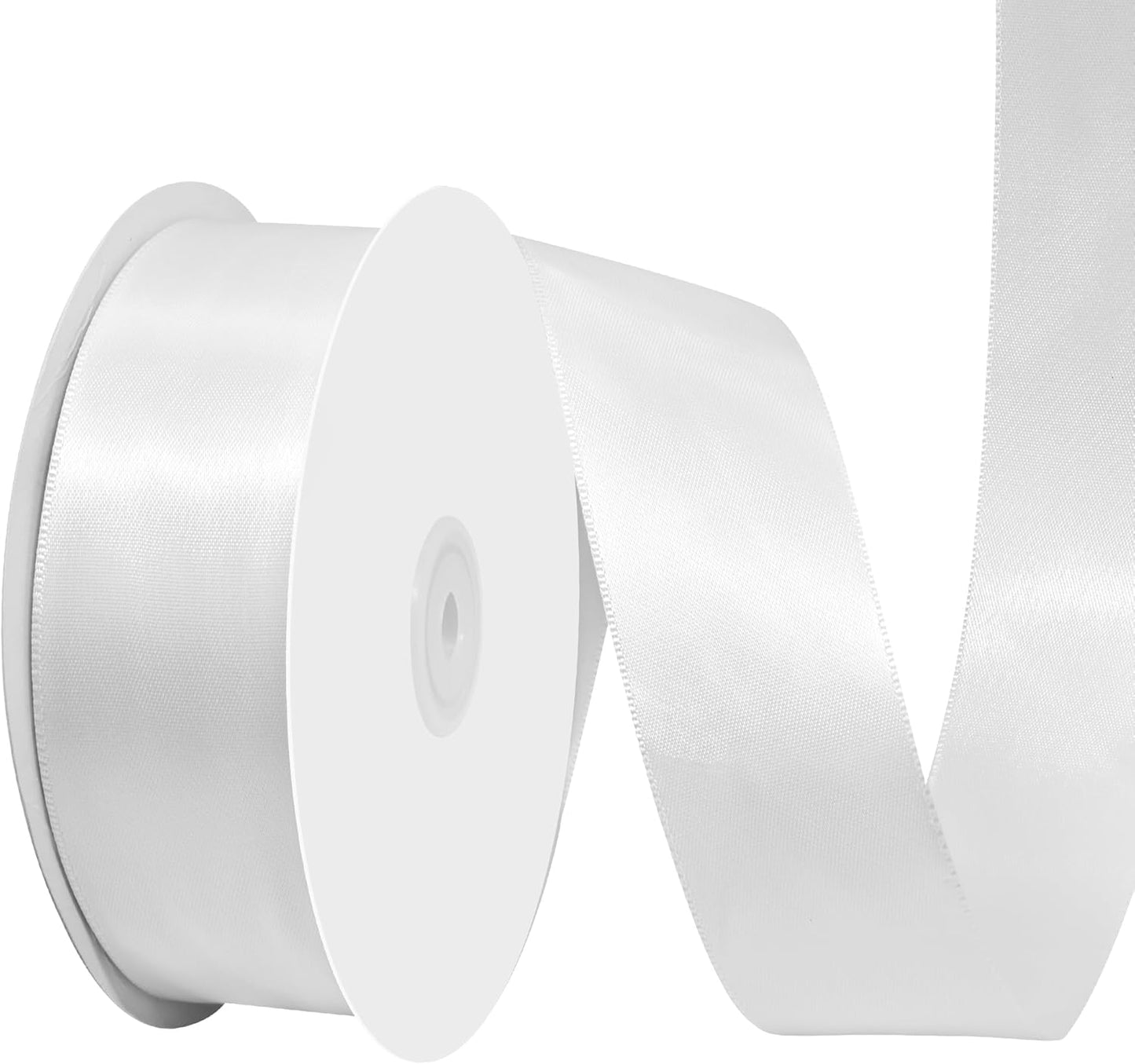 White Satin Ribbon 1-1/2" X 50 Yards Solid Color Double Faced Ribbons Perfect for Crafts, Wedding Decor, Bow Making, Arts Sewing and More