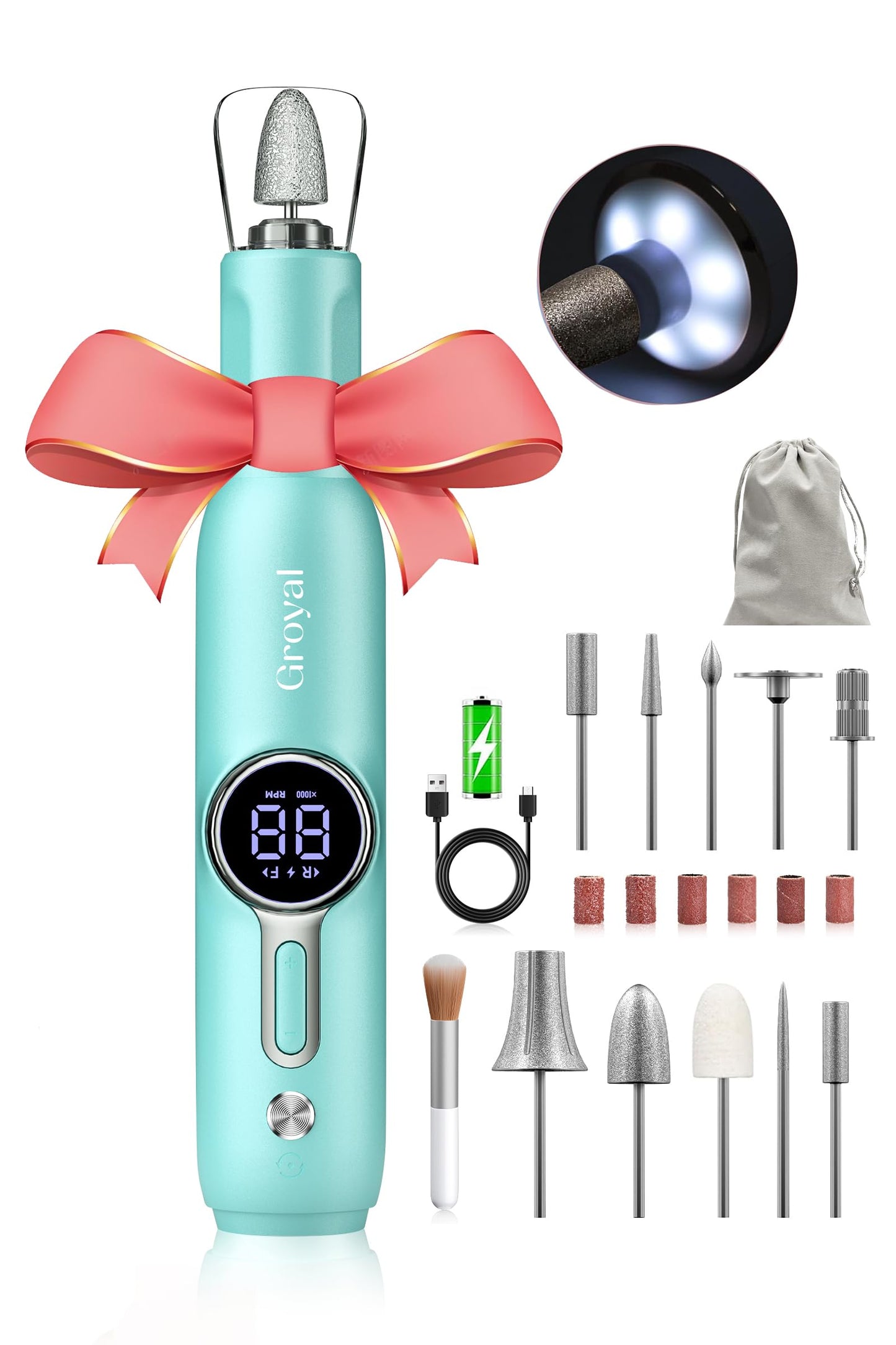 Nail Drill Kit, Cordless Electric Nail Drill Professional Kit 20000rpm Electric Nail File Drill for Acrylic Gel Nails, E-File Na