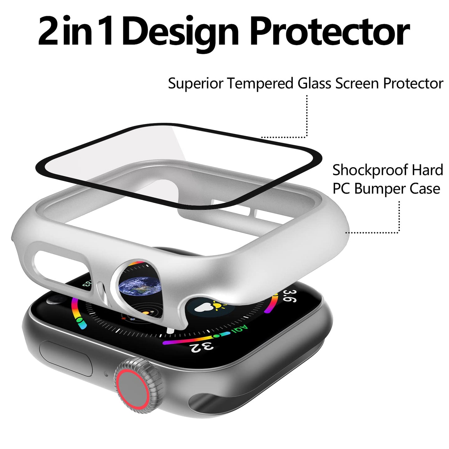 10 Pcs Jomitvp Hard Pc Case Compatible For Apple Watch Series 3/2/1 42Mm With Tempered Glass Screen Protector, All Around Protec