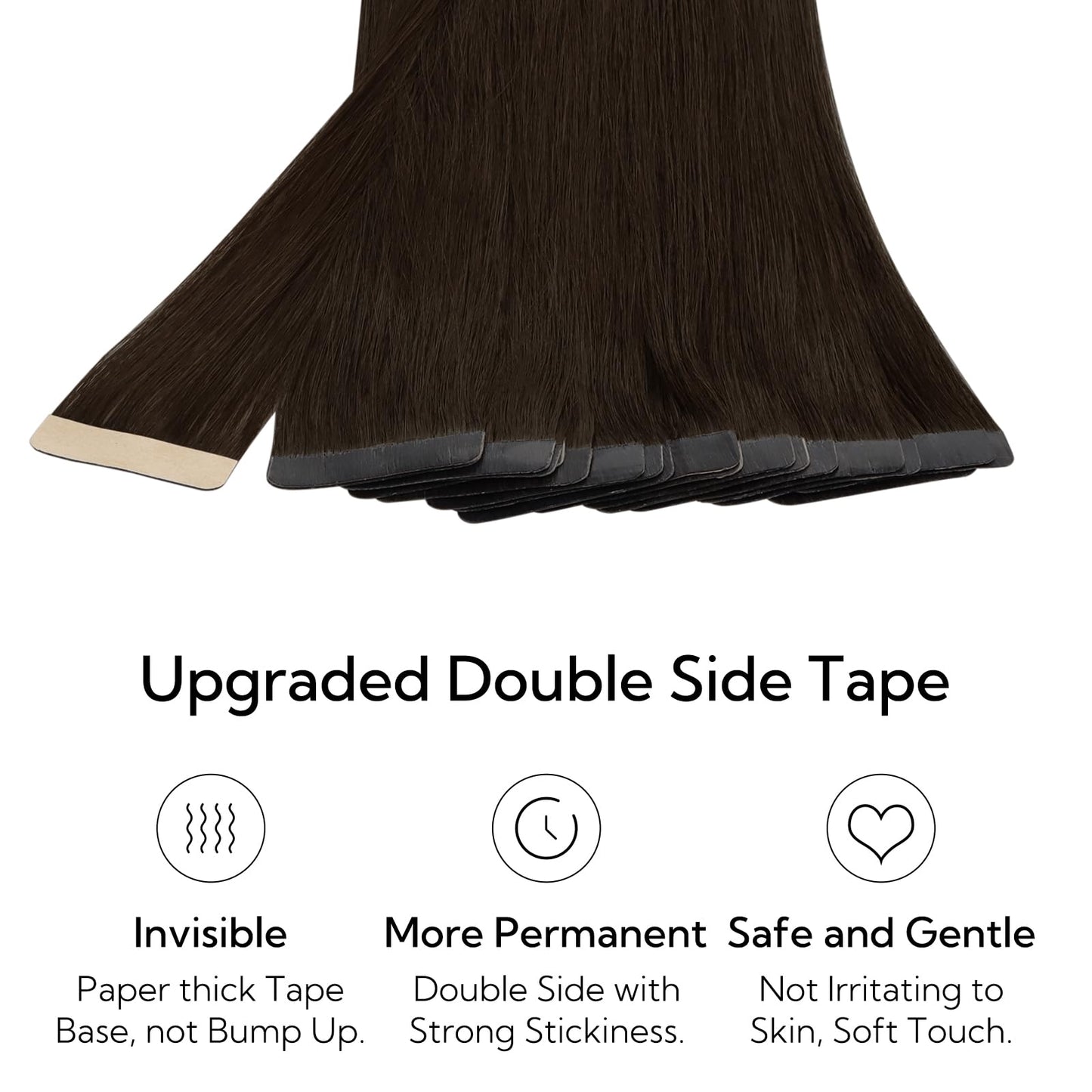 HOTBANANA Tape in Hair Extensions - 14 Inch 20pcs 50g Light Dark Brown Human Hair - Straight Remy Tape Extensions