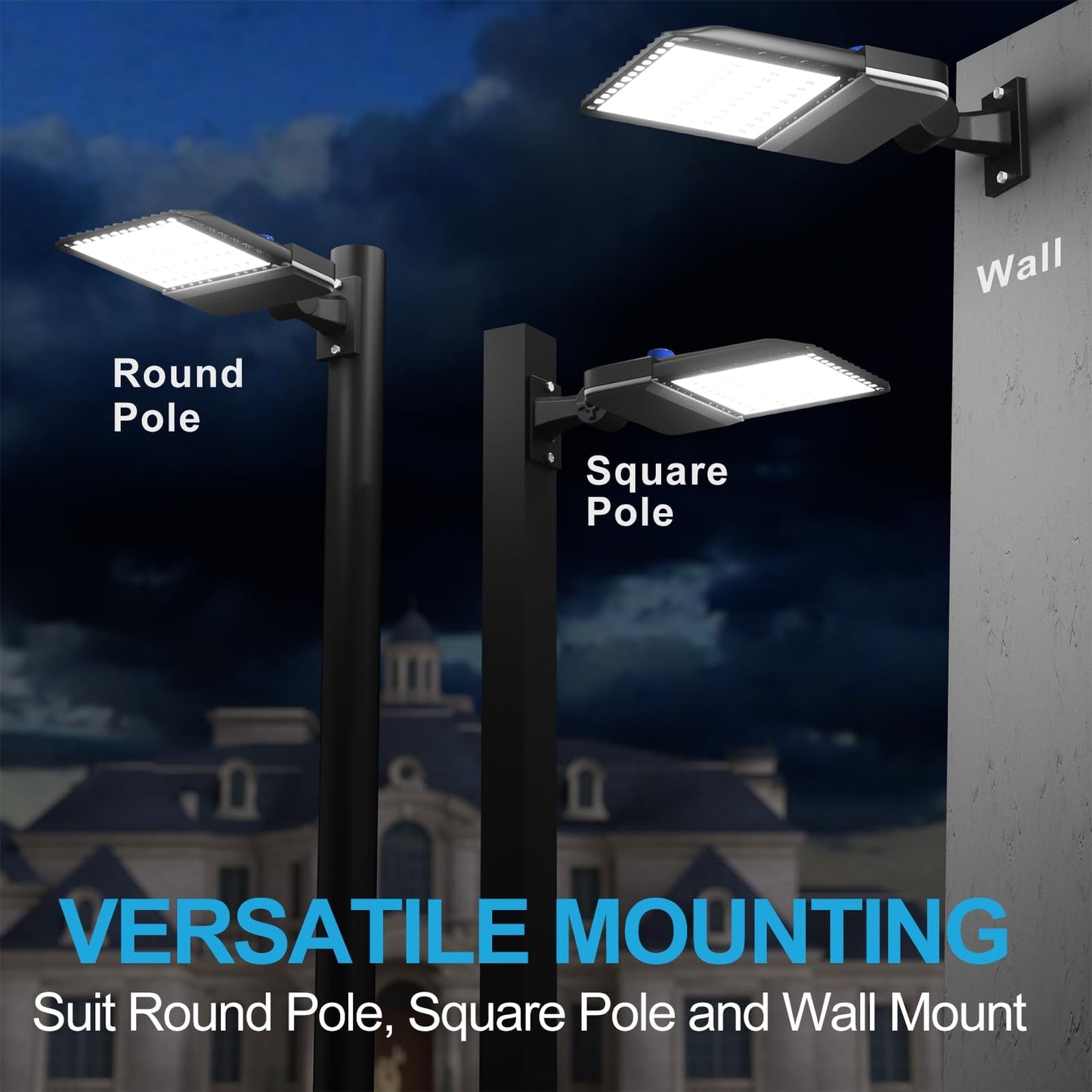 2Pack 480W(486X1W Led) Led Parking Lot Lights 72000Lm (150Lm/W) 5000K Etl Listed Led Parking Lot Lighting With Smart Photocell & Arm Mount (Coverage: 66~130Ft At Height:30~60Ft) 7Yrs Warranty