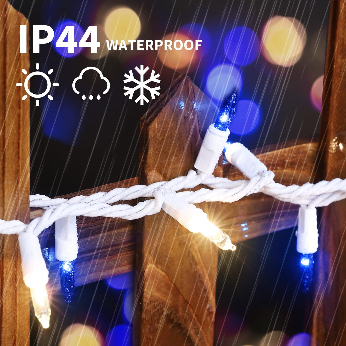 Lamphome Blue Clear Christmas String Lights  100 Ct 20Ft Incandescent Mini Fairy Lights Set  Ul Certified White Wire Lights For Indoor Outdoor Halloween Holiday Home Xmas Tree Patio D?Cor