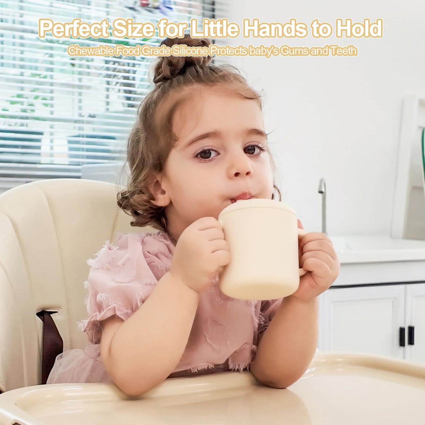 Silicone Baby Cup with Straw, Straw Cup for 6 months+ old, Leak Proof Silicone Baby Training Cup 6 fl oz (Green)