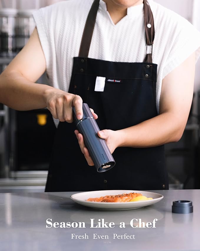 Pepper Grinder Manual – Hotqilin Adjustable Pepper Mill Grinder with 60+ Coarseness Settings, All Metal Design, High Output, Mess-Free Refillable, Heavy Duty