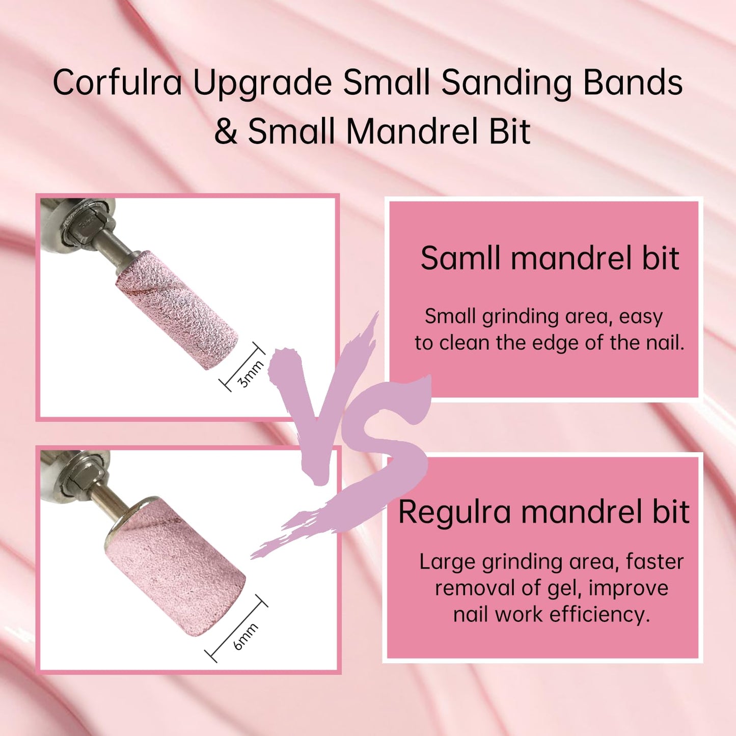 Nail Drill Bit Small Sanding Bands, CORFULRA Mini Sanding Bands with 2 Mandrel Bits, 100Pcs #150#240 Grit Nail File for Acrylic