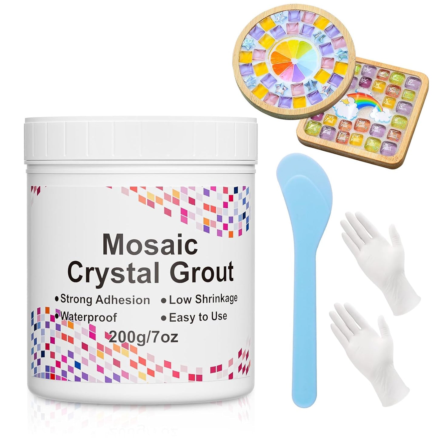 Mosaic Crystal Grout, Mosaic Crystal Sealant, Tile Grout for Crafts, Handmade Grouting, DIY Craft Projects Accessories, Direct caulking, Mosaics Tile Tools for All Tiles, Surfaces (Translucent, 7oz)