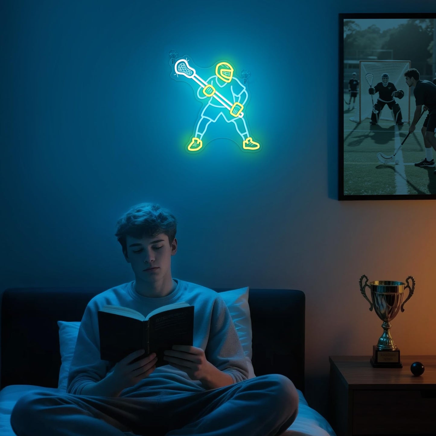 Lacrosse Neon Sign-Dimmable Sport Wall Decor With Usb Power  Unique Lacrosse Gifts For Boys & Men  Led Bedroom Light For Man Cave College Dorm Lacrosse Fan Accessories