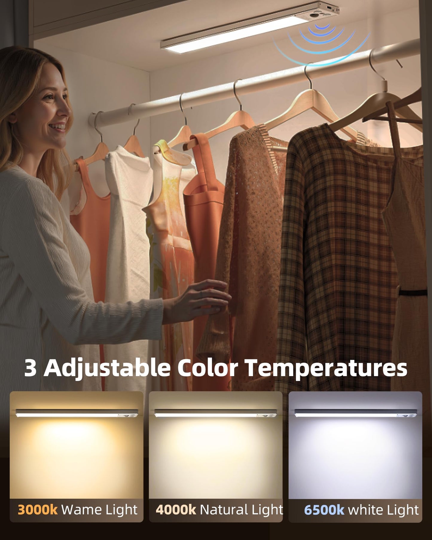 Ezvalo 4-Pack Under Cabinet Lighting  4000Mah Rechargeable Motion Sensor Light Indoor  With Dimmable & 3 Color Temps  Magnetic Closet Lights  Wireless Under Counter Lights For Kitchen (16.5Inch)