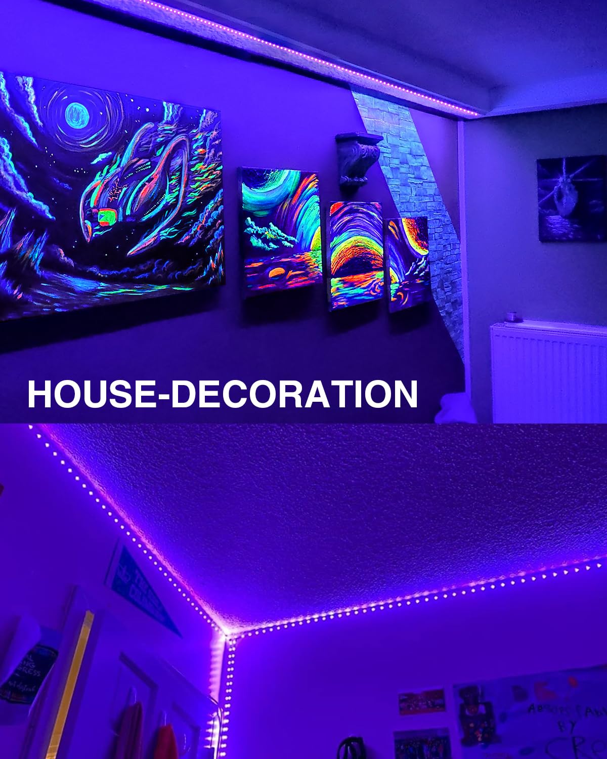 Onforu 32.8Ft Led Black Light Strip Kit, 600 Lamp Beads, 10M Flexible Non-Waterproof, Black, Model Ulsau006201