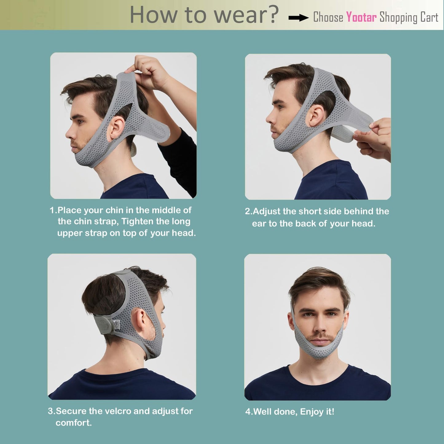 Yootar Chin Strap for Cpap Users, 2 Pack Black & Grey Comfortable Mesh Anti Snoring Chin Straps for Men Women, Upgraded Adjustable Cpap Chin Strap to Keep Mouth Closed While Sleeping(2 Pack), Medium