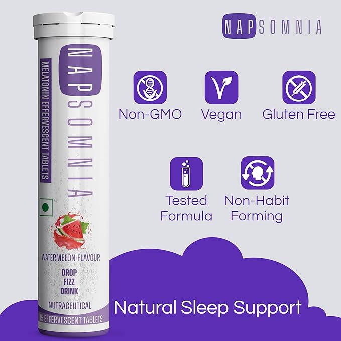 Melatonin Effervescent Tablets (Watermelon, 15 Count) – Dissolvable Melatonin Capsules w/ L-Theanine, Chamomile, & More - Sleep Aid Supplement for Adults - Vegan, Non GMO Melatonin Supplement