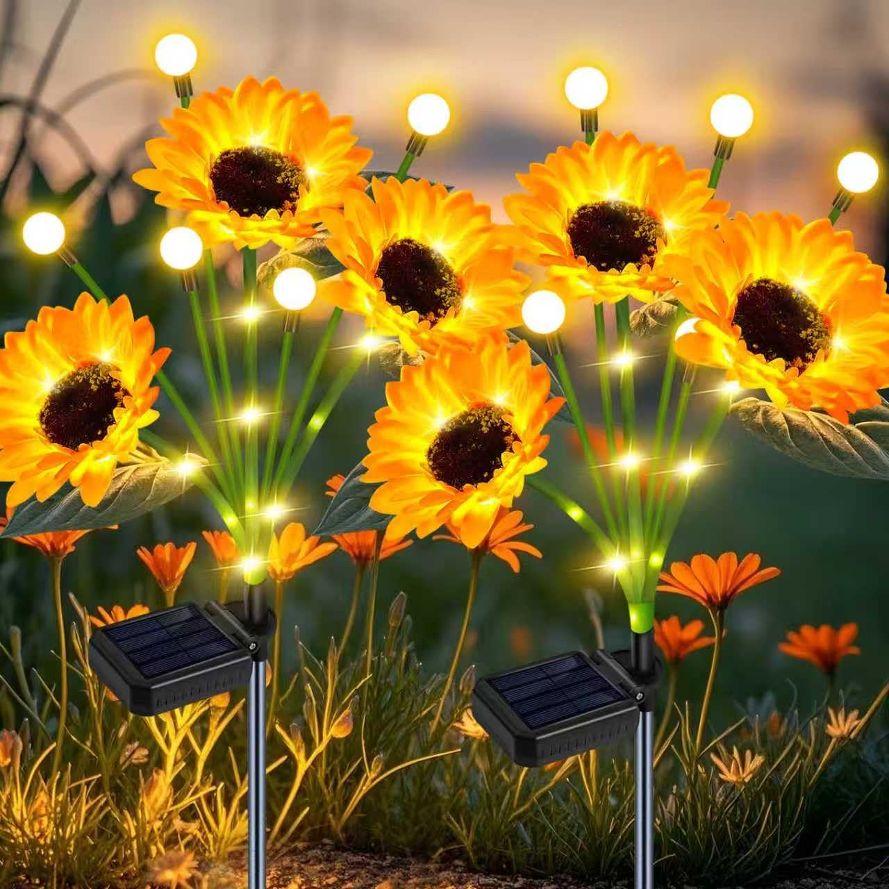 TEDOF Solar Sunflowers & Firefly Lights Solar Outdoor Waterproof - All Weather Sway Lights for Gardens Gifts for Women,Sunflower
